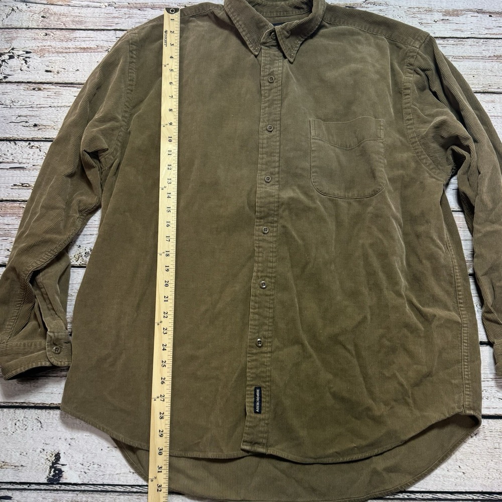 Abercrombie & Fitch Men's Vintage Brown Corduroy Button-Up Pocket Shirt Large - Picture 3 of 5